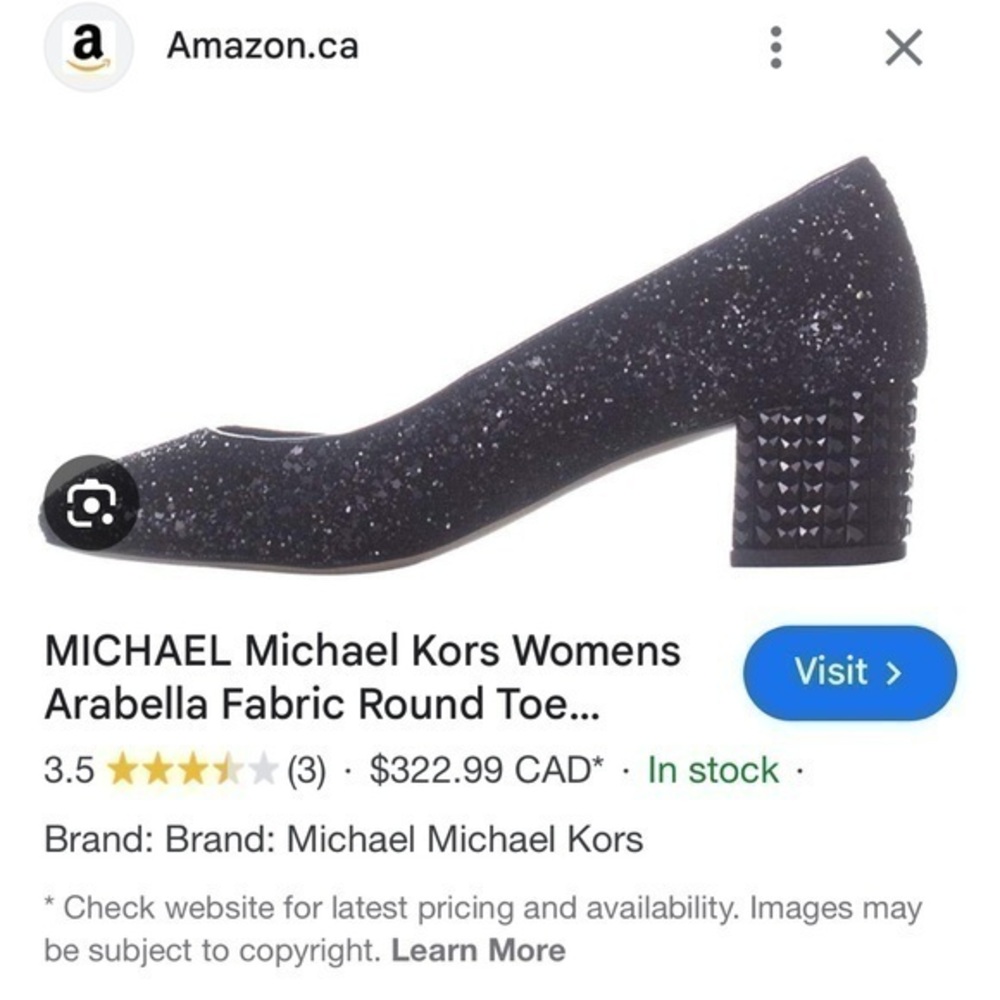 Micheal Kors | Black Arabella Sparkle Round Toe Classic Elegance Mini Pump Shoe - Picture 16 of 16